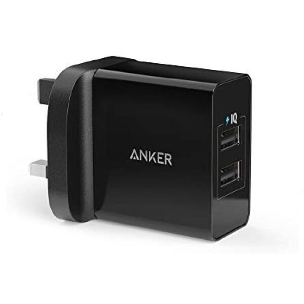 24W 2-Port USB Charger UK - Black A2021K11