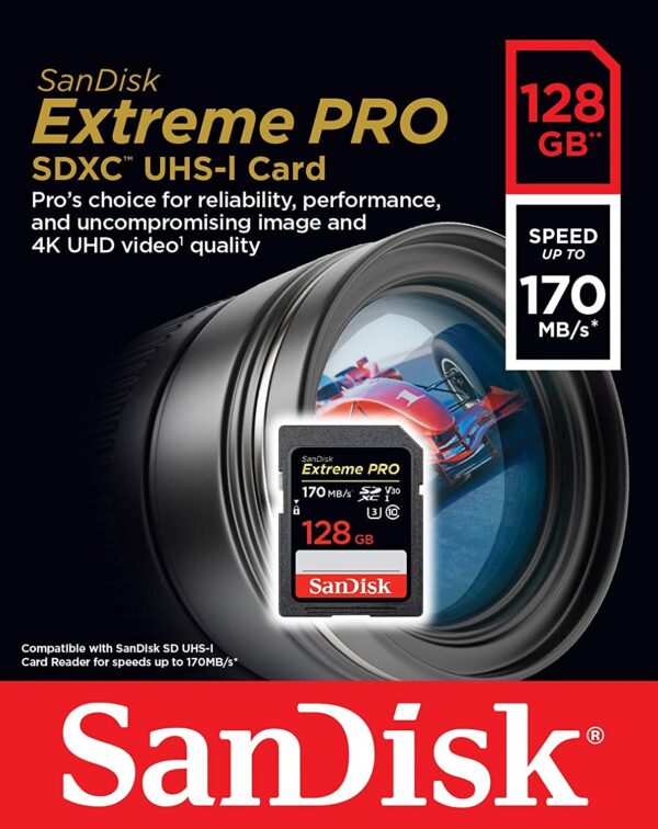 SanDisk 256GB Extreme PRO SDXC UHS-I Card – C10, U3, V30, 4K UHD, SD Card – SDSDXXY-256G-GN4IN 170mbps