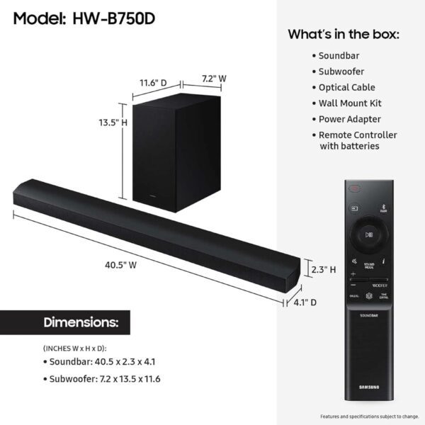 SAMSUNG HW-B750D 5.1 ch Soundbar - Image 3