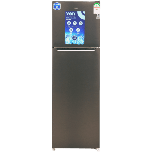 Von 255L Double Door Fridge Silver VART-37NMS