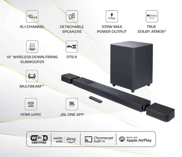 JBL Bar 1300 11.1.4 soundbar 1170W – Detachable Speakers