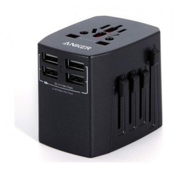 Anker Universal Travel Adapter with 4 USB Ports B2B – UN (excluded CN, Europe) Black Iteration 1 A2730H11