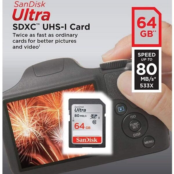 SanDisk Ultra 64GB Class 10 SDXC UHS-I Memory Card up to 80MB/s (SDSDUNC-064G-GN6IN)