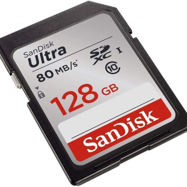 SanDisk Ultra 128GB SDXC UHS-I Memory Card up to 80MB/s (SDSDUNC-128G-GN6IN), Black