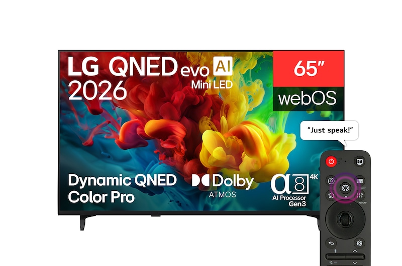 LG QNED evo AI MiniLED QNED84 4K VRR 144Hz Smart AI TV Magic remote WebOS26 65QNED84B6LA